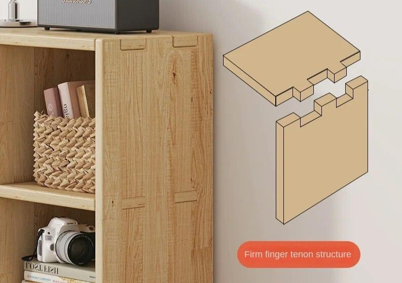 Meuble étagère bas double niveau en bois clair assemblage sans perçage