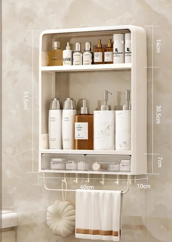 Étagère murale salle de bain sans percer multi-niveaux blanche