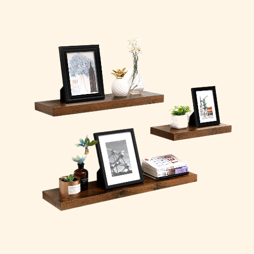 Étagère murale flottante marron renforcée charge 15 kg