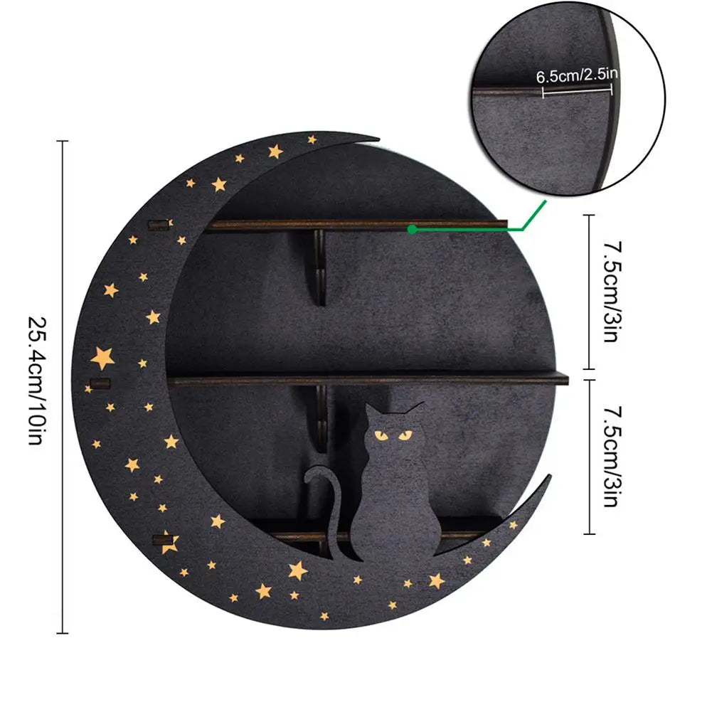 Etagère murale en bois noir modèle lune