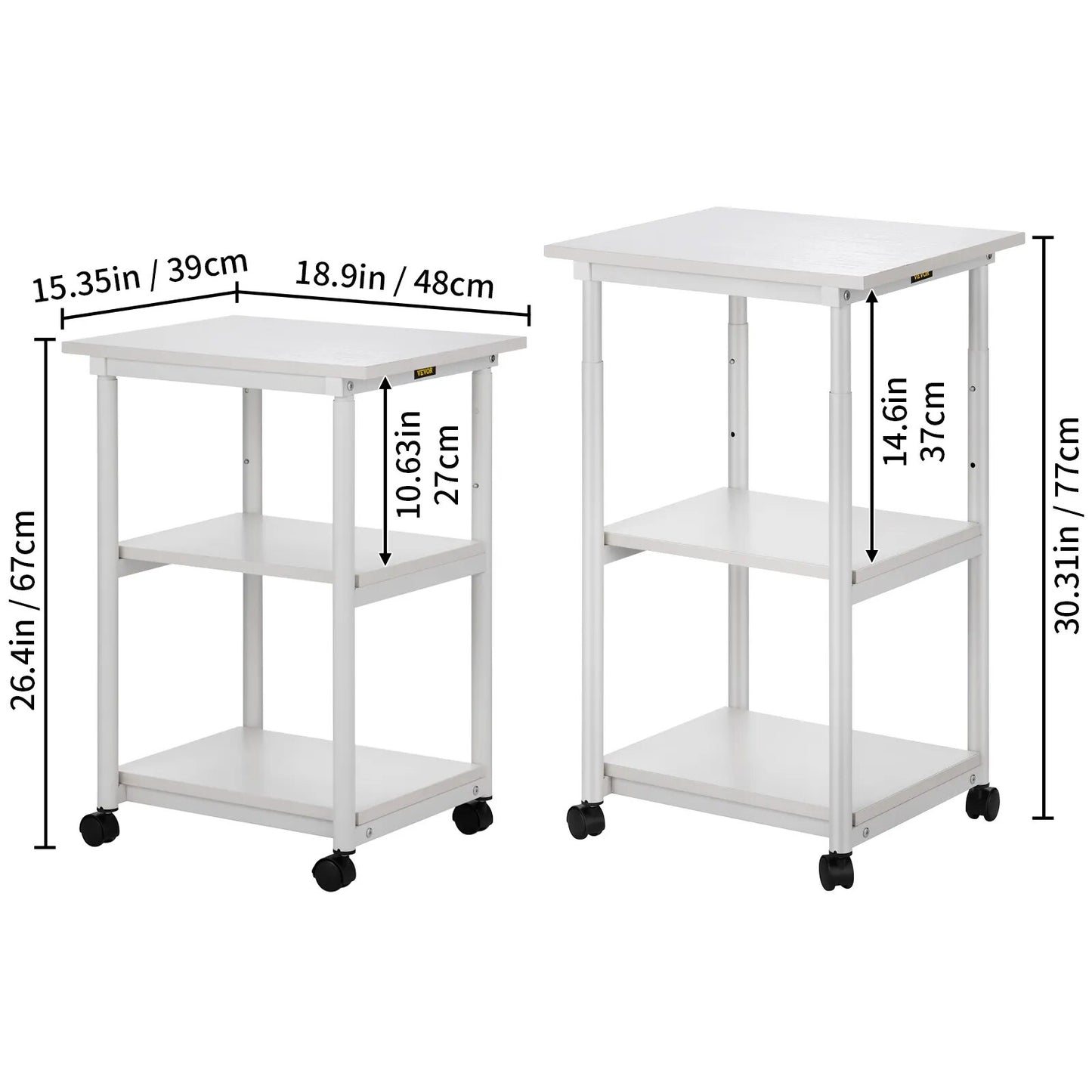Etagère métallique sur roulettes blanc