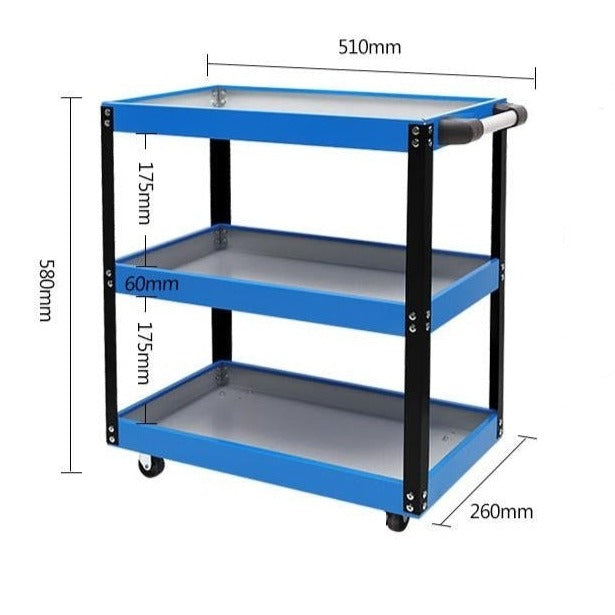 Etagère garage à roulettes en métal 3 niveaux