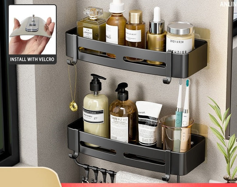 Etagère murale aluminium salle de bain à multiples supports
