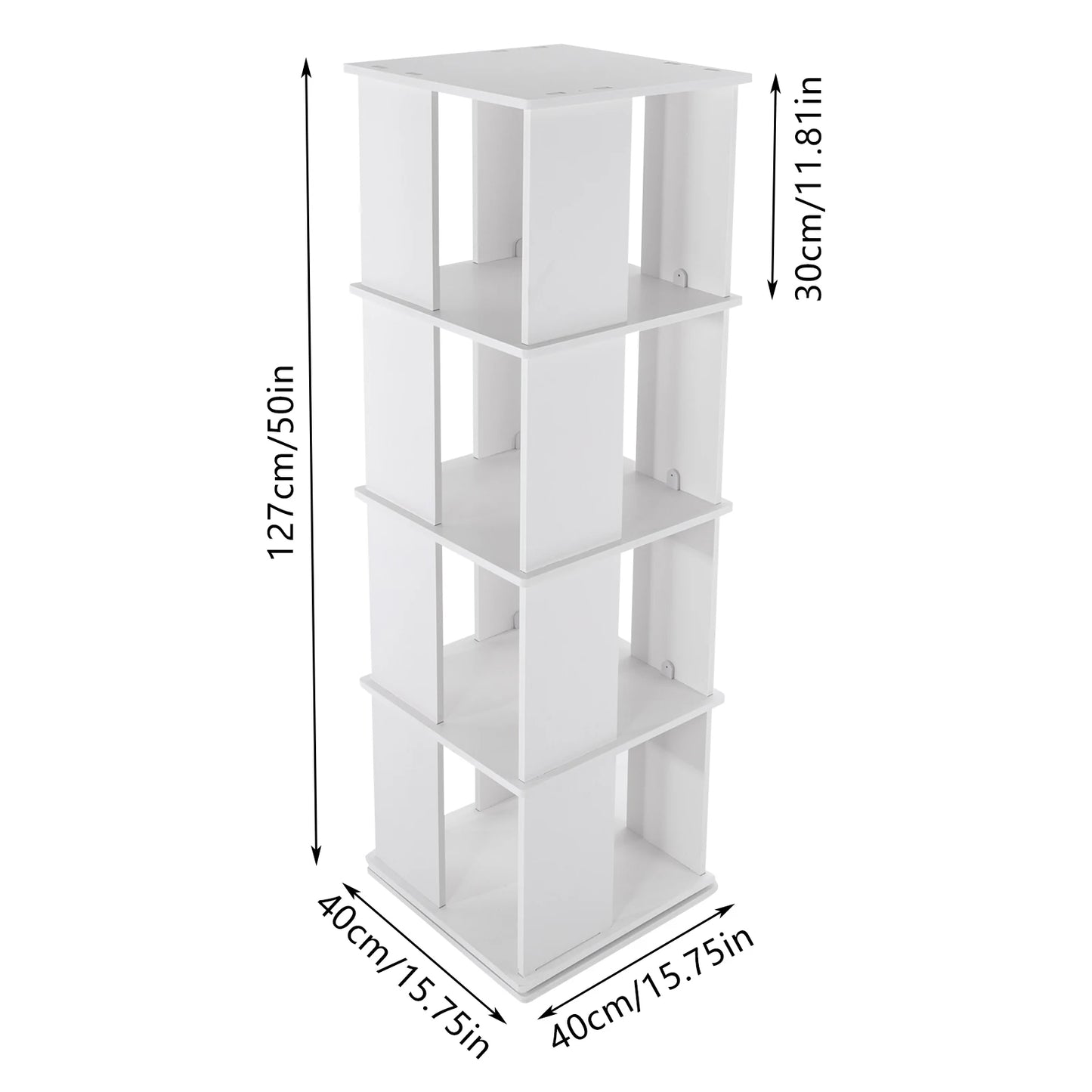 Etagère à livres verticale rotative carrée en bois DIY