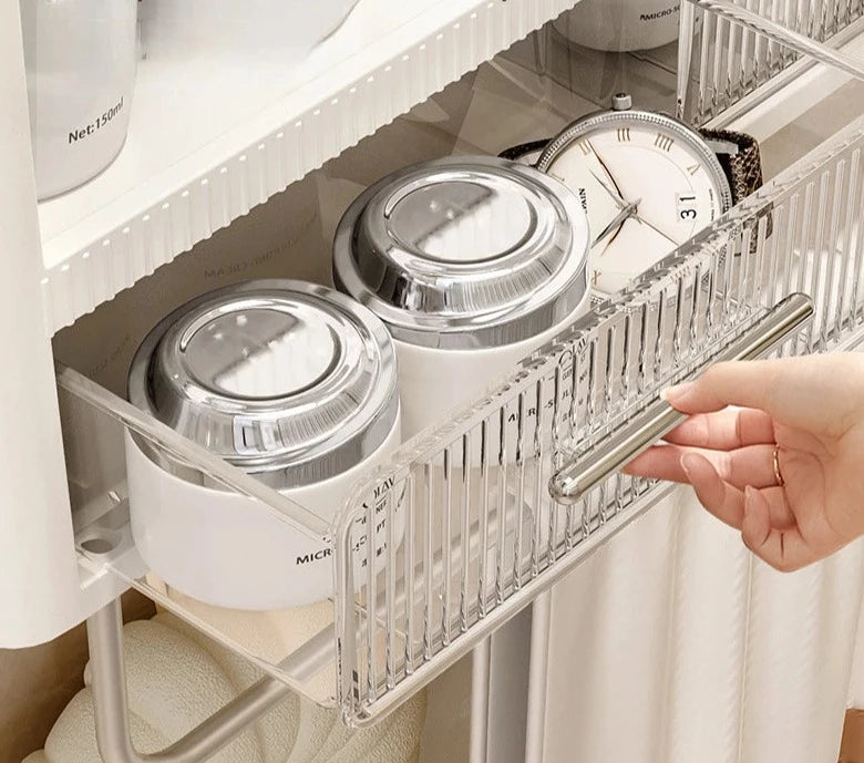 Étagère murale salle de bain sans percer multi-niveaux blanche