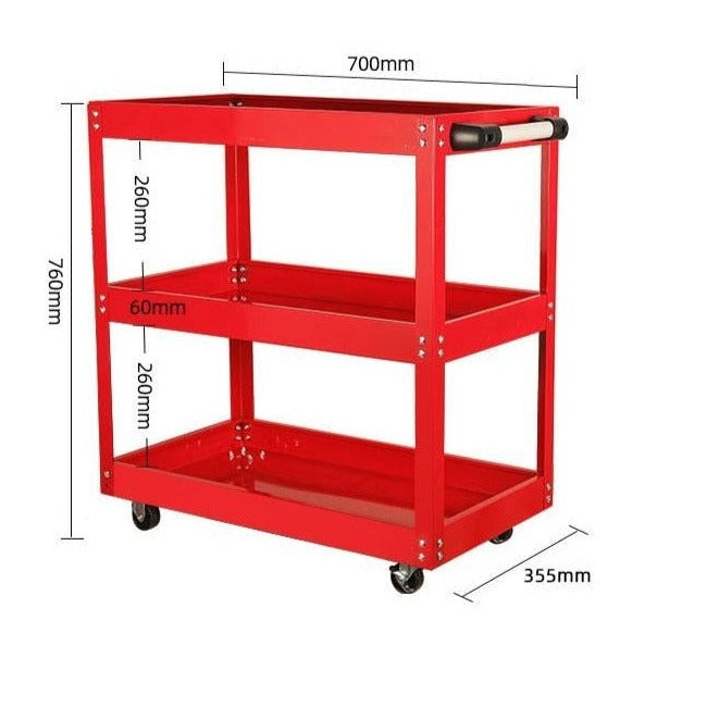 Etagère garage à roulettes en métal 3 niveaux