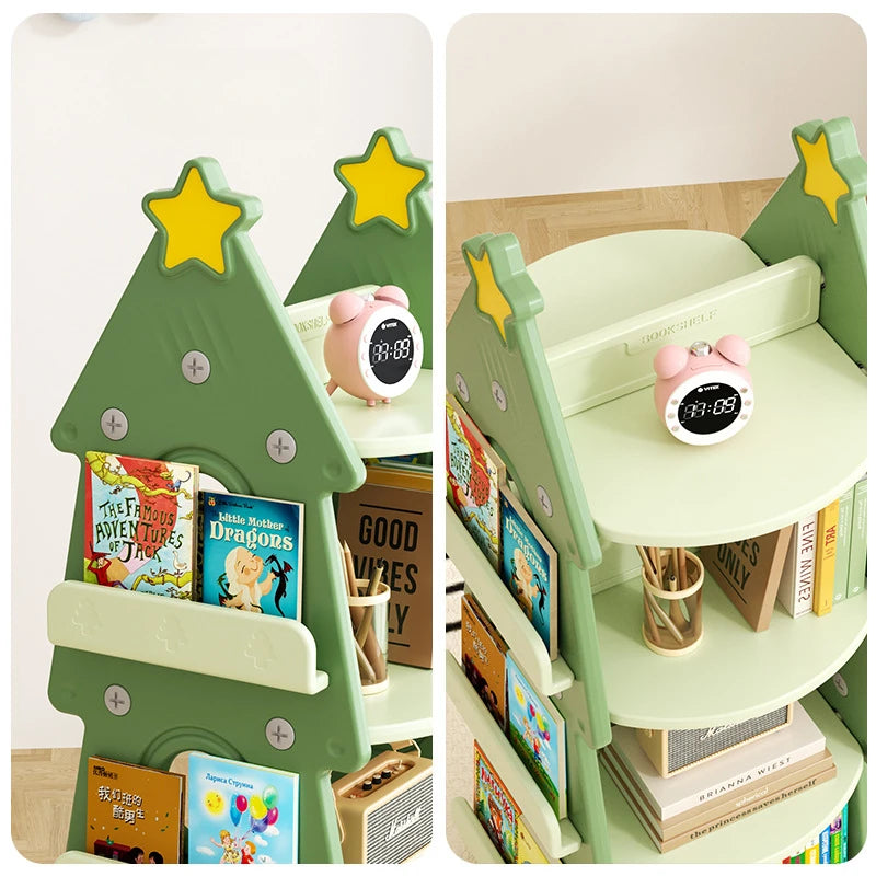 Bibliothèque rotative sapin en bois pour enfant