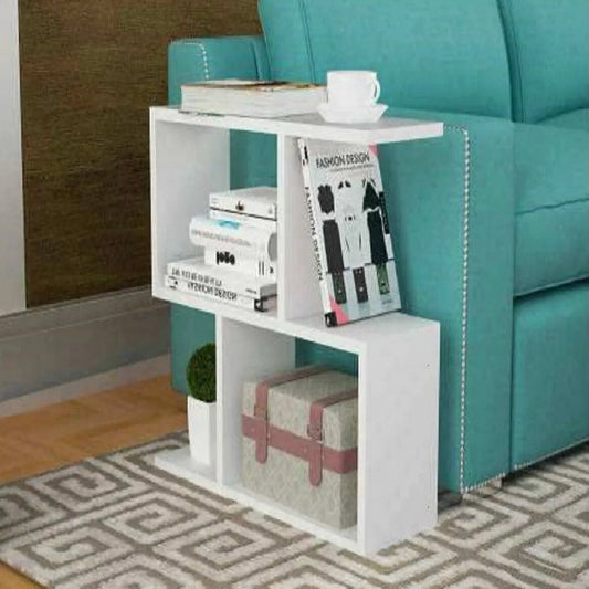 Etagère basse design bois blanc en S