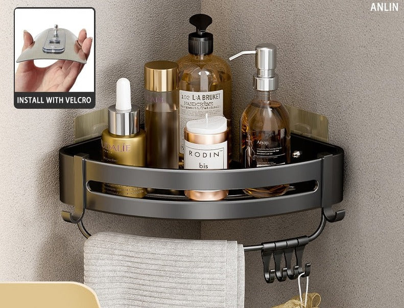 Etagère murale aluminium salle de bain à multiples supports