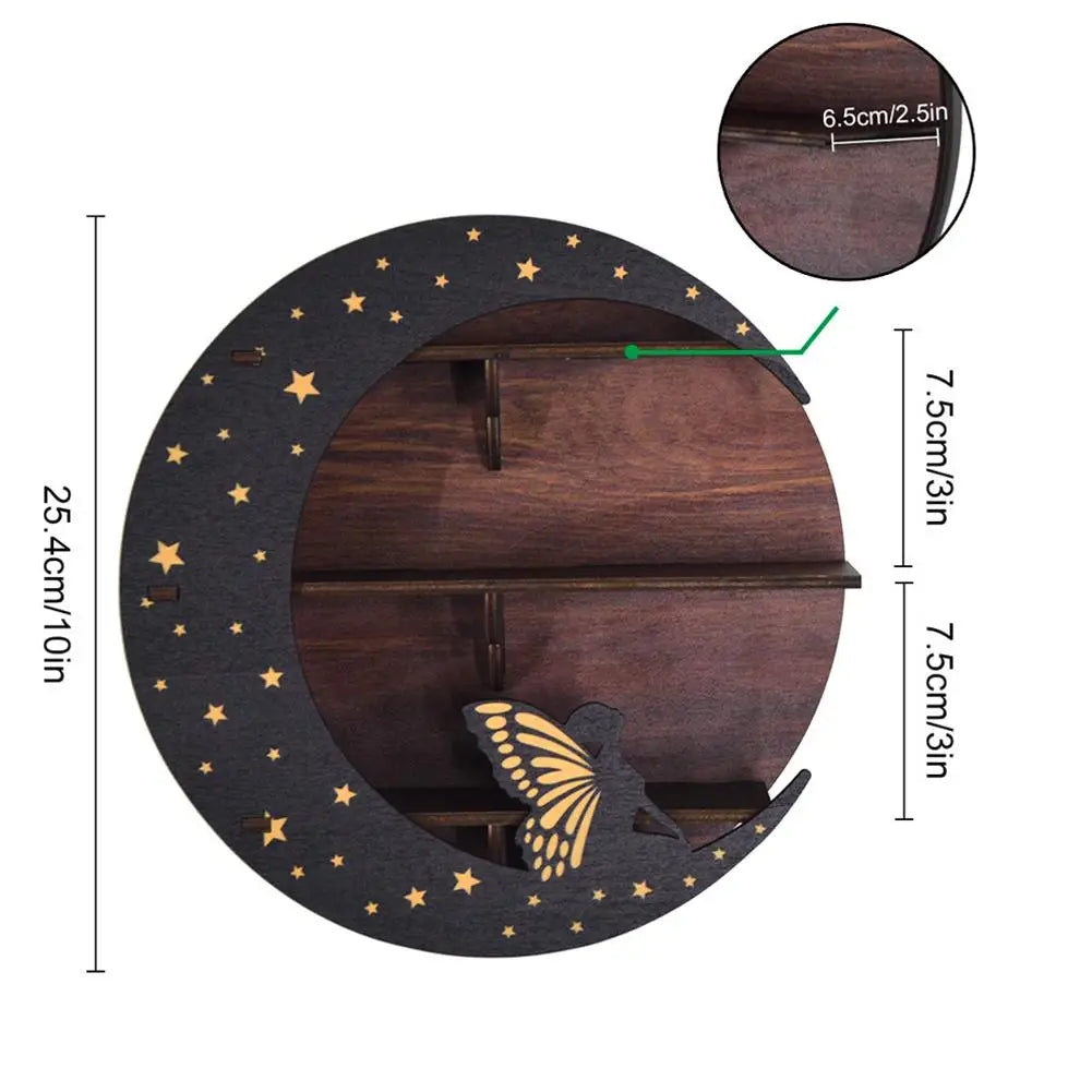 Etagère murale en bois noir modèle lune