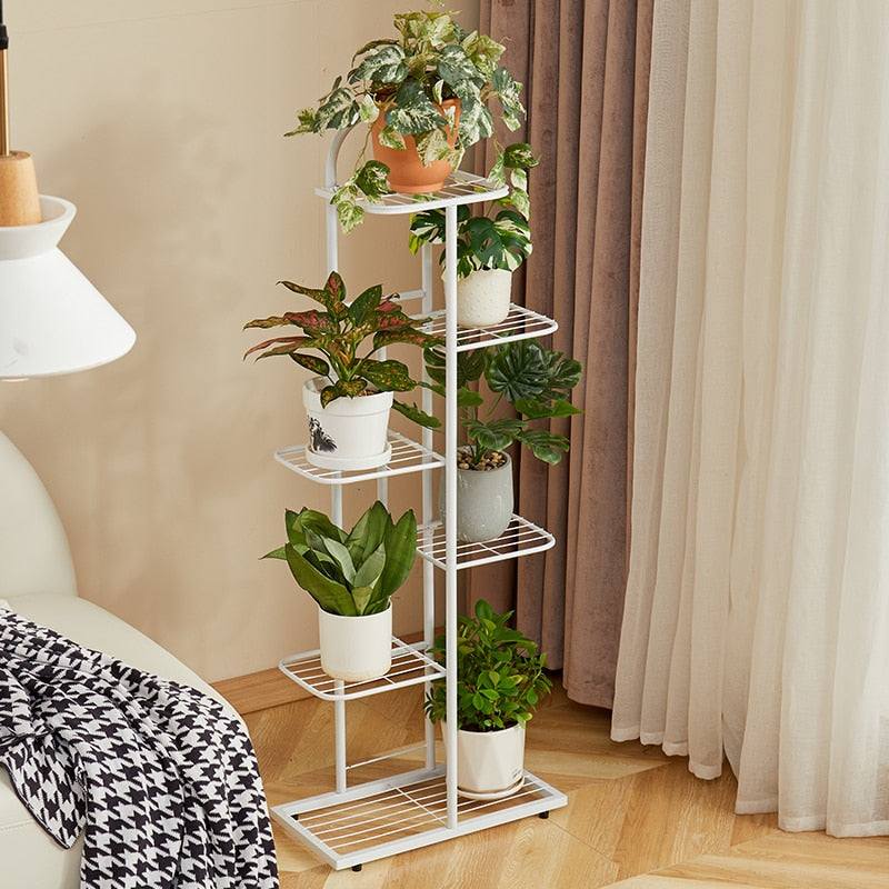 Etagère sol verticale en métal planches quinconce