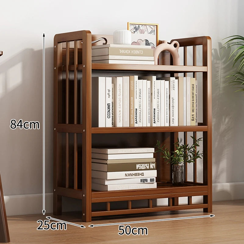 Bibliothèque basse bois fonçé 25cm de profondeur