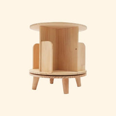 Bibliothèque rotative ronde en bois sur pieds