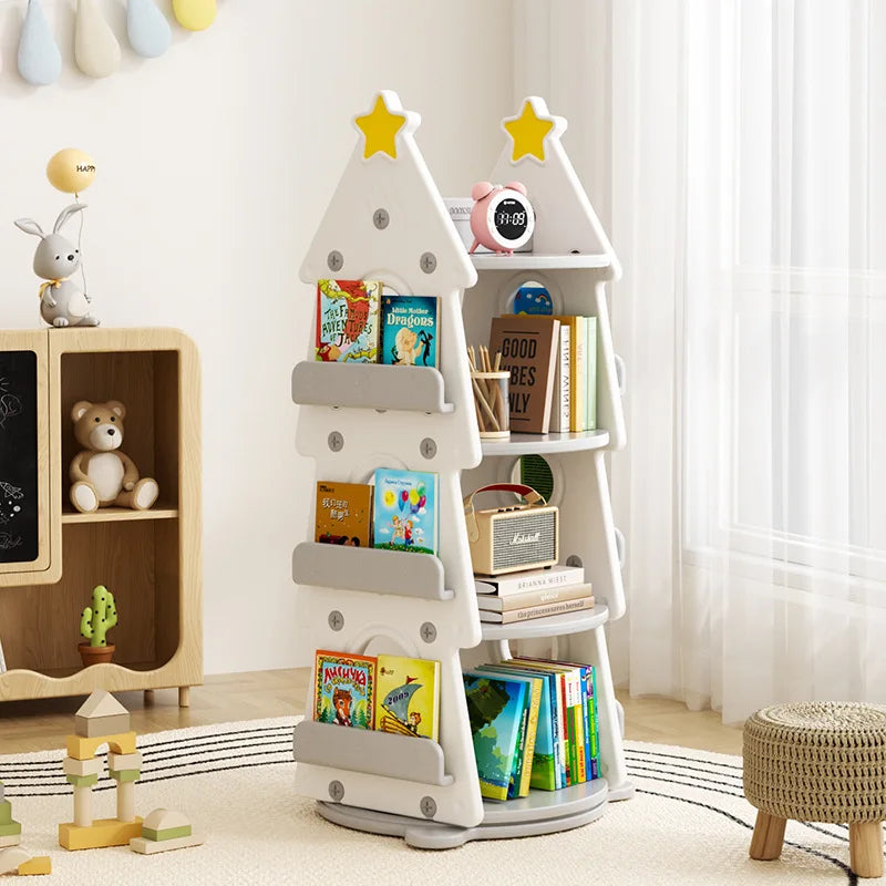 Bibliothèque rotative sapin en bois pour enfant