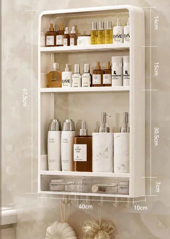 Étagère murale salle de bain sans percer multi-niveaux blanche