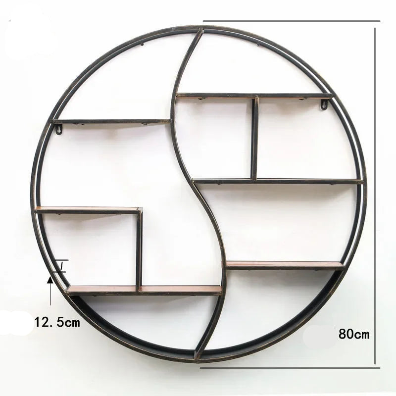 Etagère ronde Murale Décorative en Fer noir
