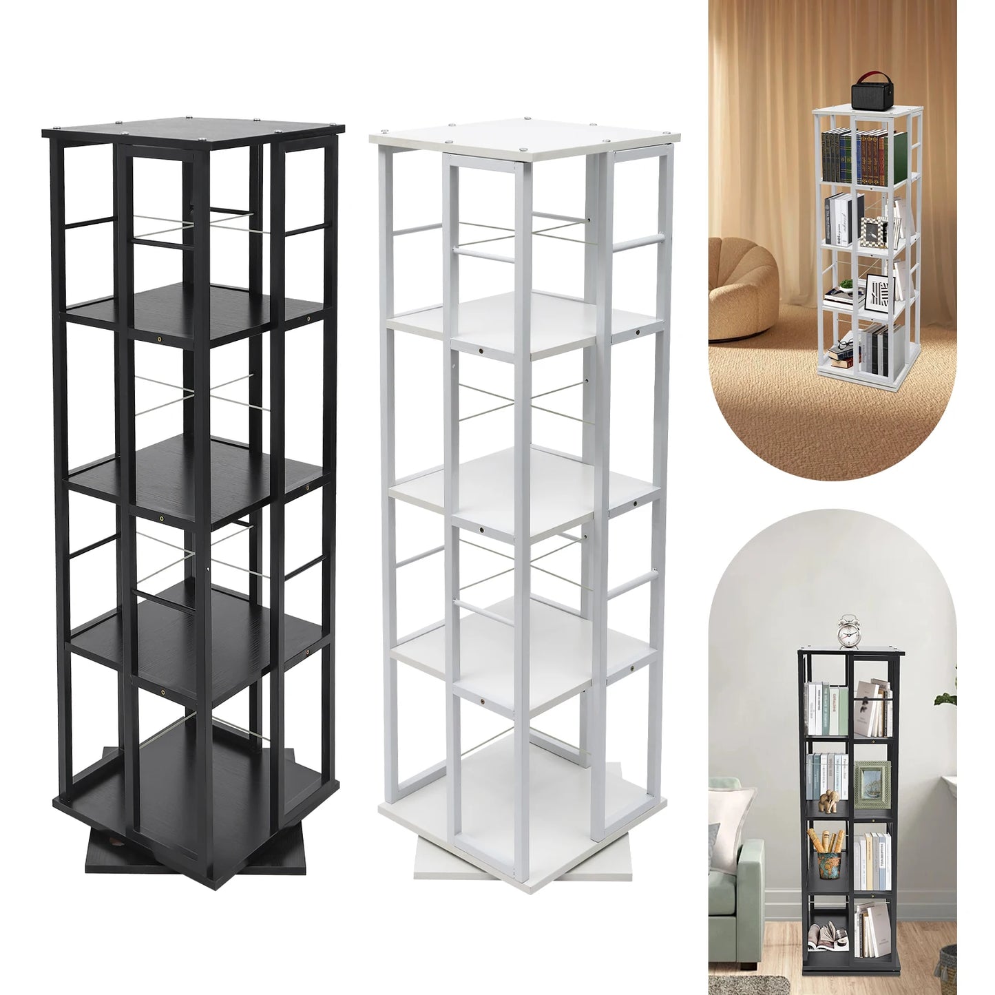 Etagère métallique vertical rotative 4 compartiments