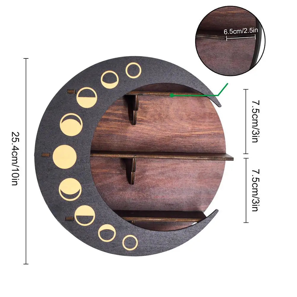 Etagère murale en bois noir modèle lune