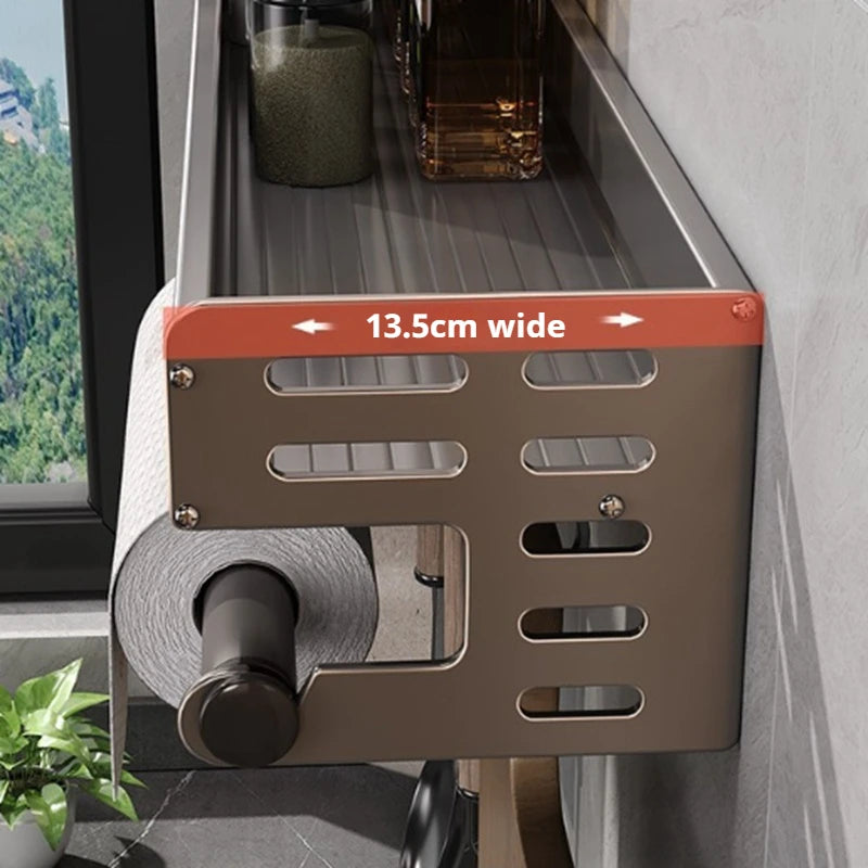 Etagère à épices murales design profonde en aluminium gris multi supports