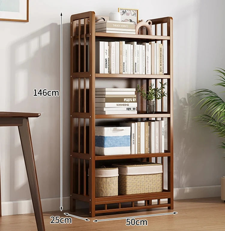 Bibliothèque bois fonçé 25cm de profondeur 4 niveaux