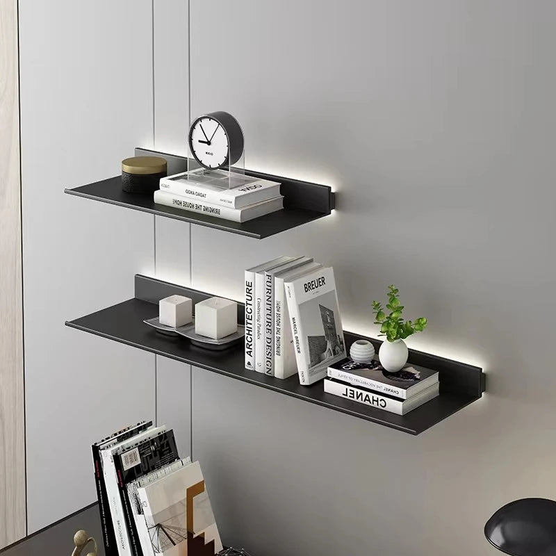 Etagère murale design flottante en métal lumineuse