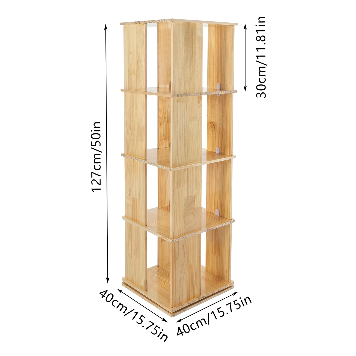 Etagère à livres verticale rotative carrée en bois DIY