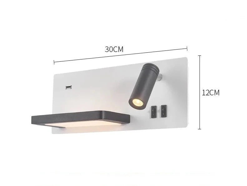 Etagere chevet murale avec spot led intégré