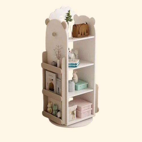 Bibliothèque rotative enfant ourson bois blanc