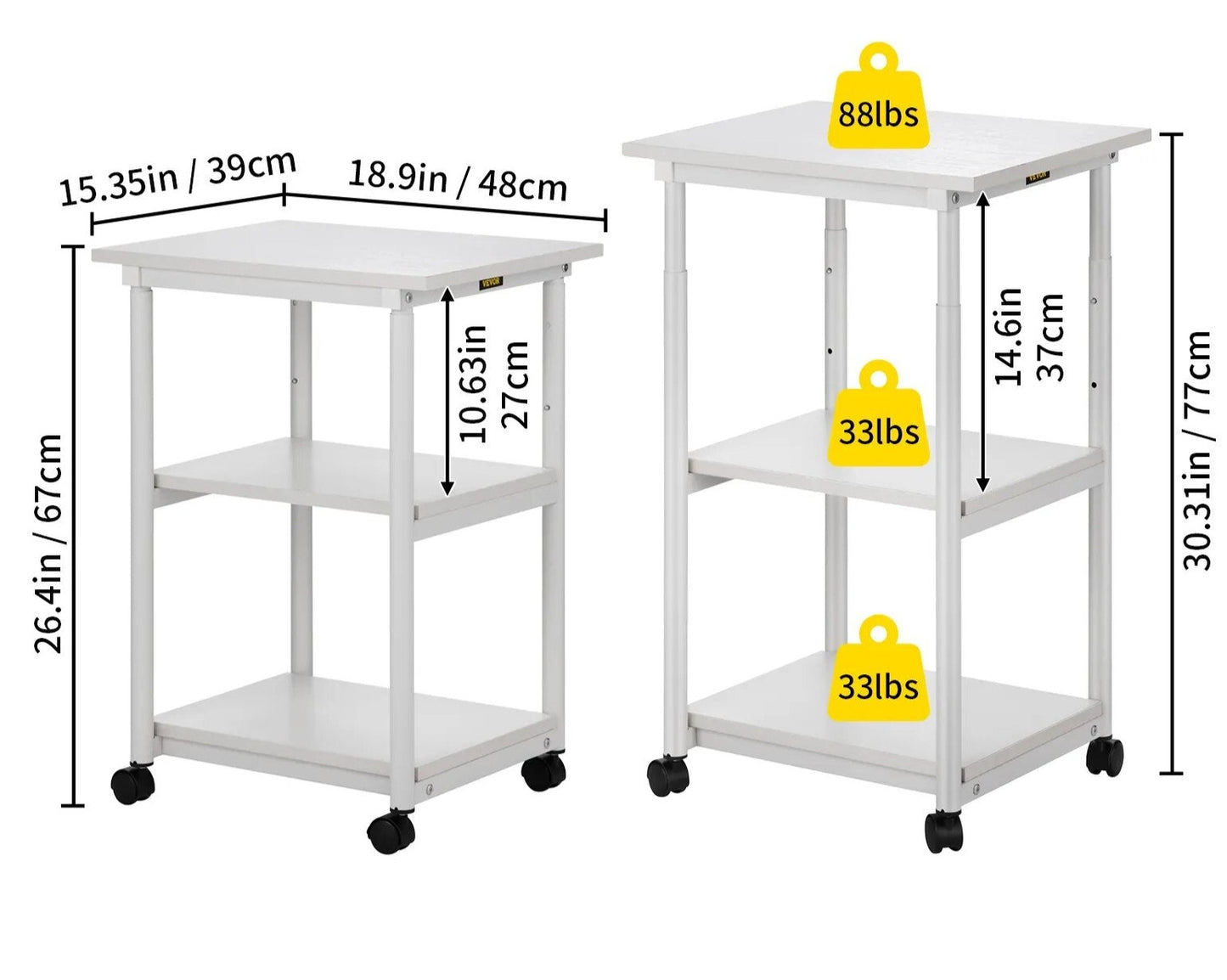chariot de rangement sur roulettes