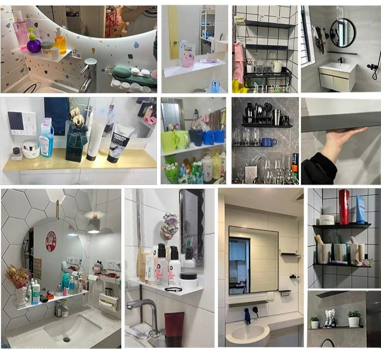 Etagère murale en métal noir flottante sans percer