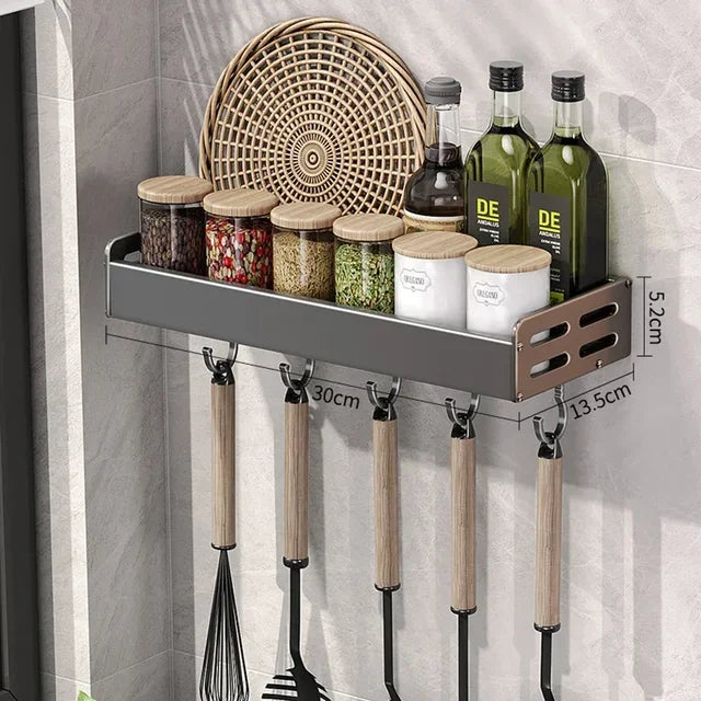 Etagère à épices murales design profonde en aluminium gris multi supports