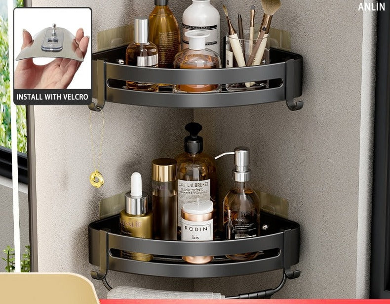Etagère murale aluminium salle de bain à multiples supports