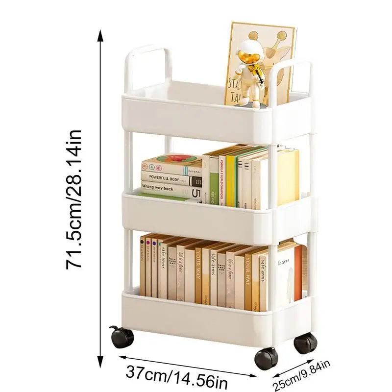 Etagère sur roulettes noires moderne en plastique blanc