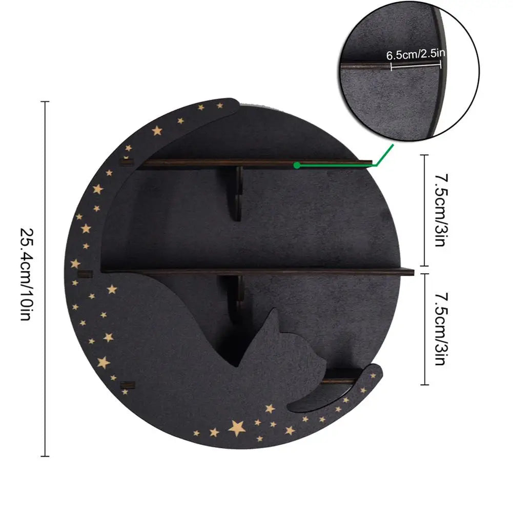 Etagère murale en bois noir modèle lune