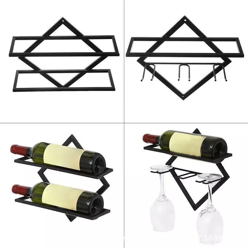 Etagère murale vin métallique avec support losange