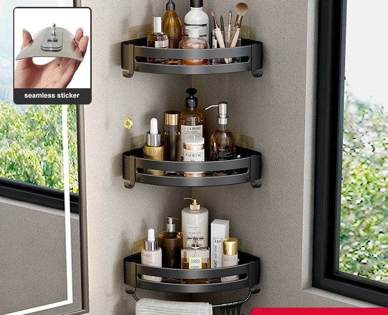Etagère murale aluminium salle de bain à multiples supports