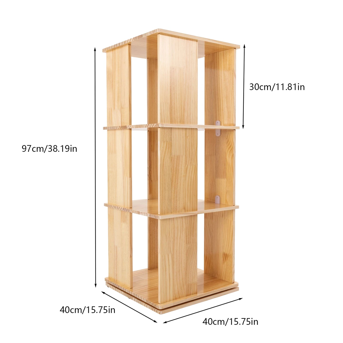 Etagère à livres verticale rotative carrée en bois DIY