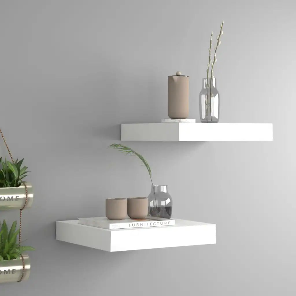 Etagère murale design carrée en bois blanc