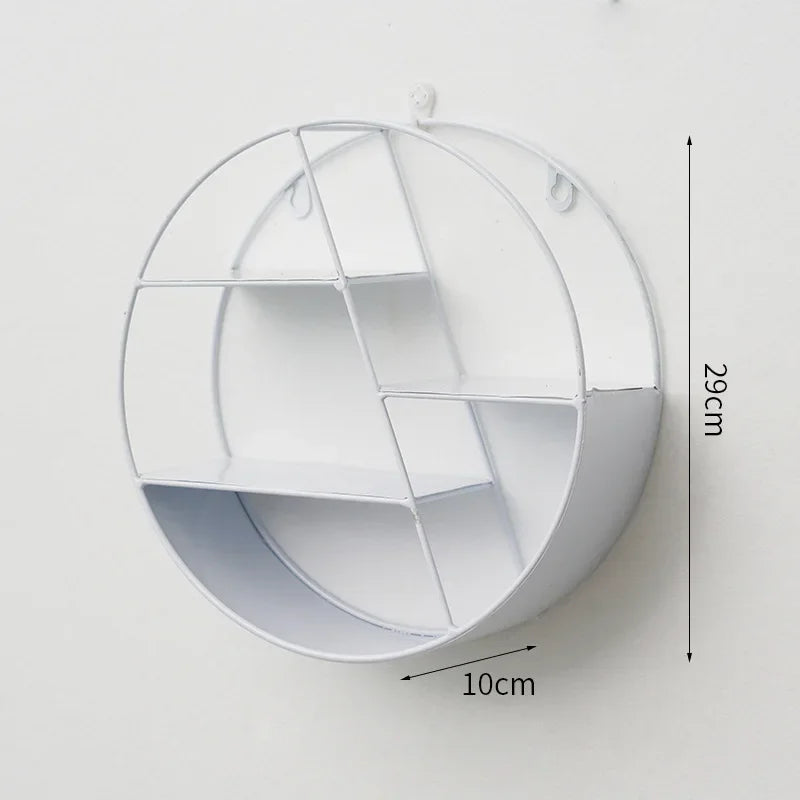 Etagère murale ronde en métal blanc a 3 niveaux