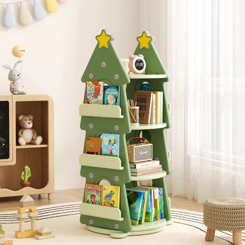 Bibliothèque rotative sapin en bois pour enfant