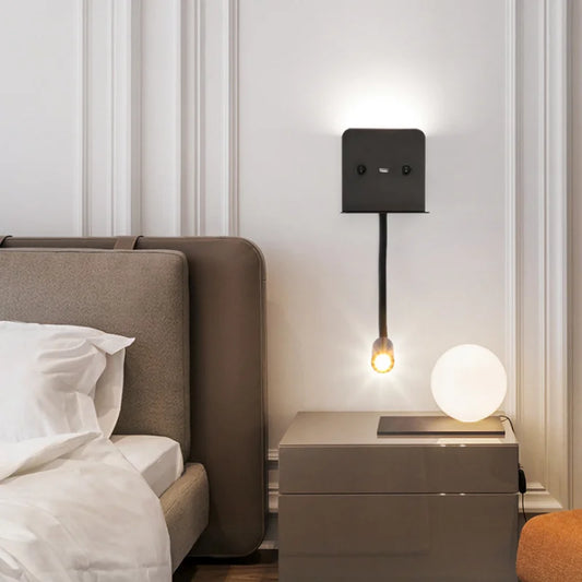 Etagère de chevet lumineuse design avec flexible spot orientable