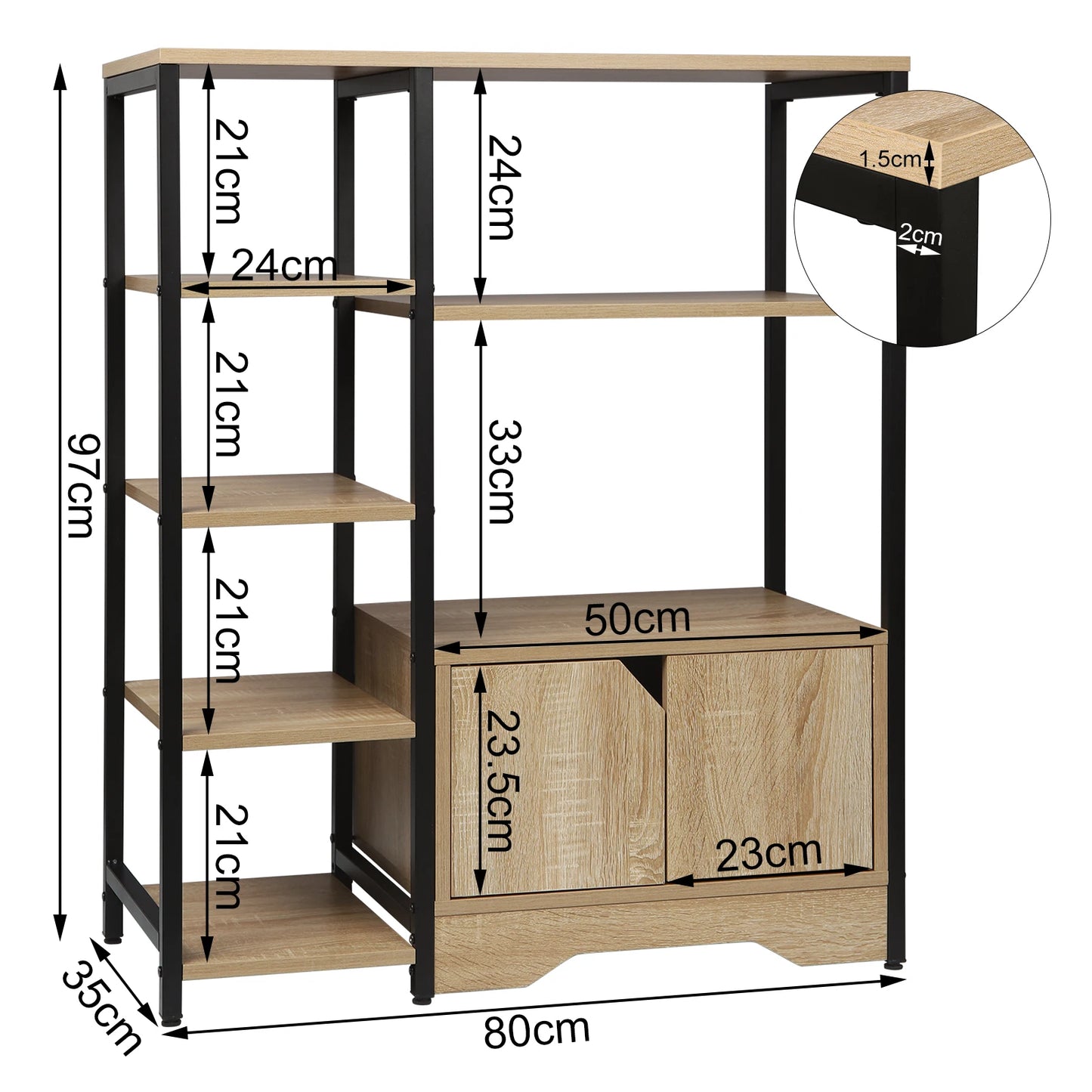 Dimensions de ce meuble de rangement style industriel moderne