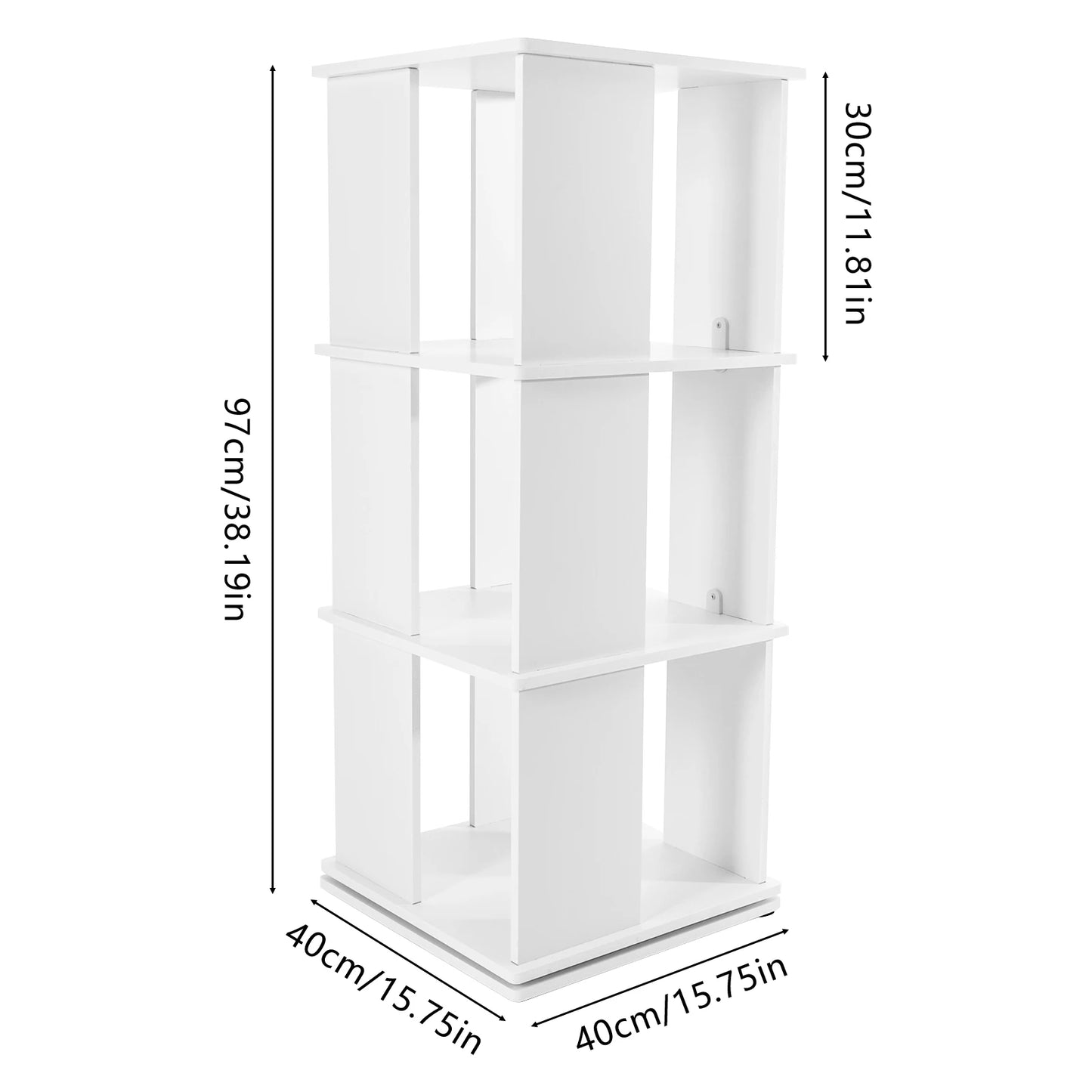 Etagère à livres verticale rotative carrée en bois DIY
