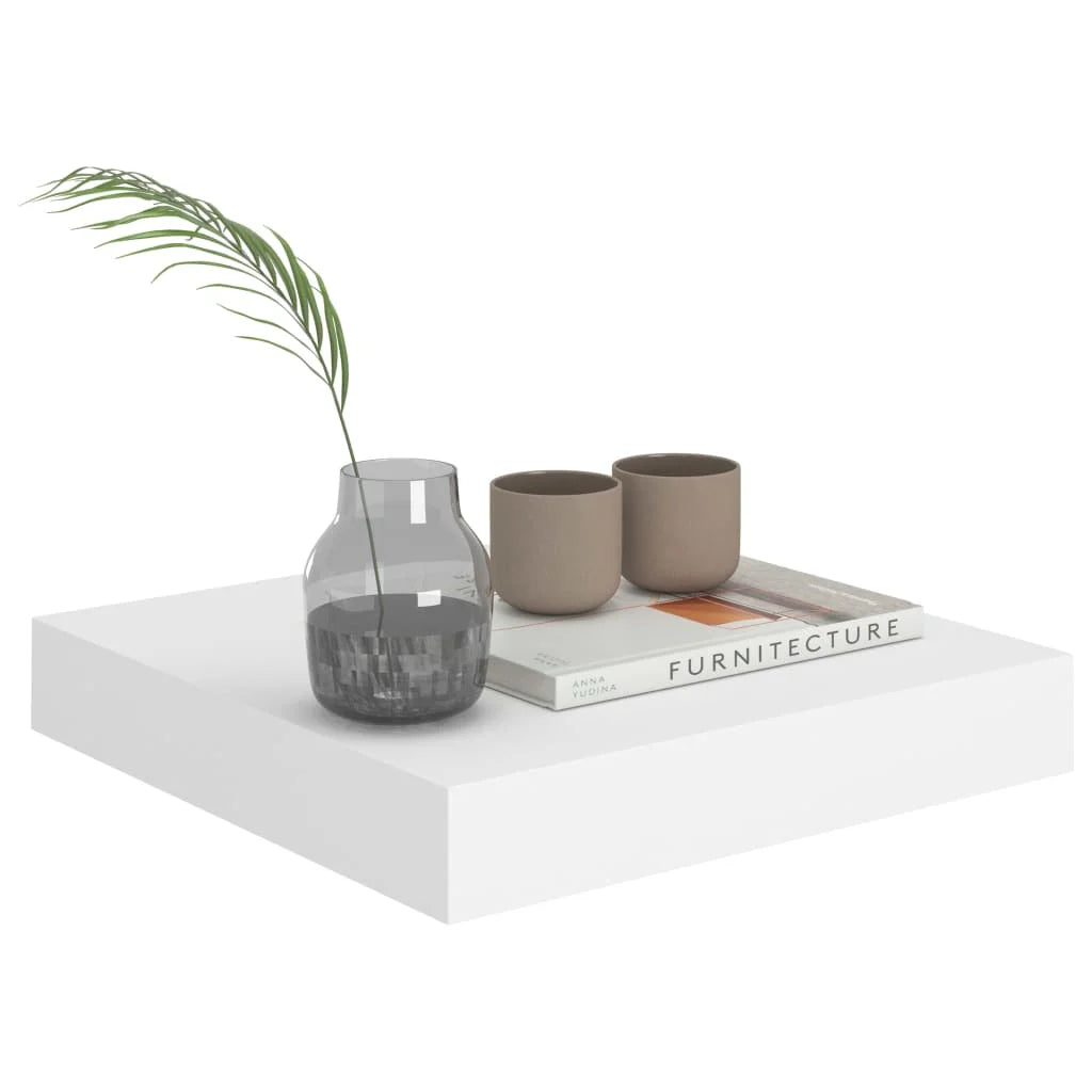 Etagère murale design carrée en bois blanc épaisse