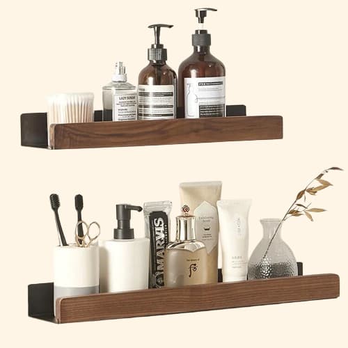 Etagère murale pour salle de bain scandinave métal et bois