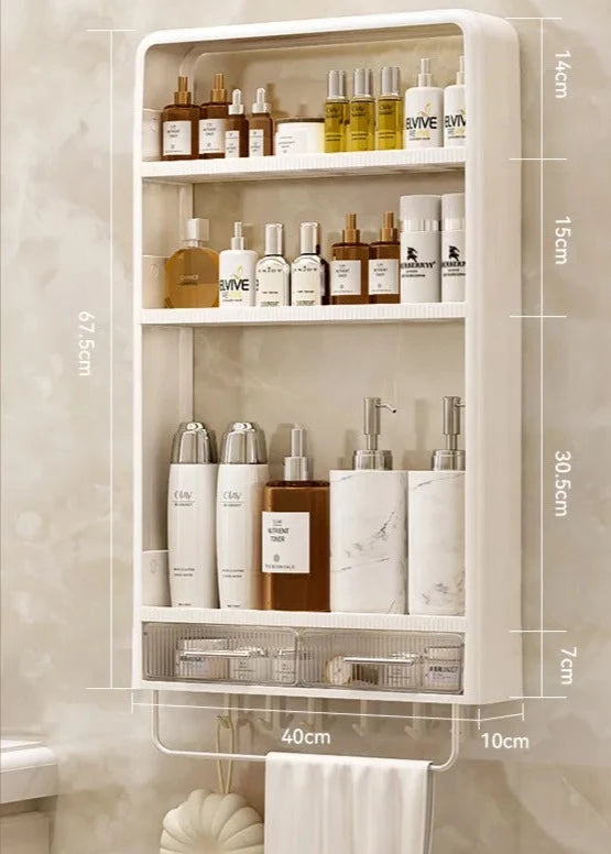 Étagère murale salle de bain sans percer multi-niveaux blanche