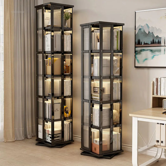 Etagère bibliothèque verticale tournante noire