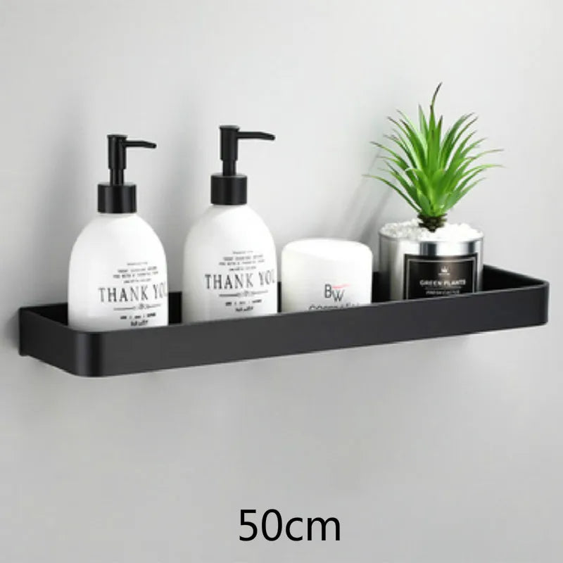Etagère murale salle de bain en métal noir mate