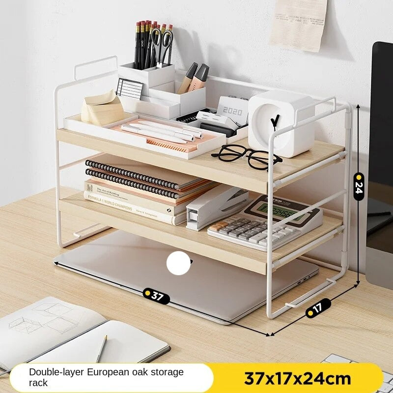 Etagère pour bureau blanche et bois