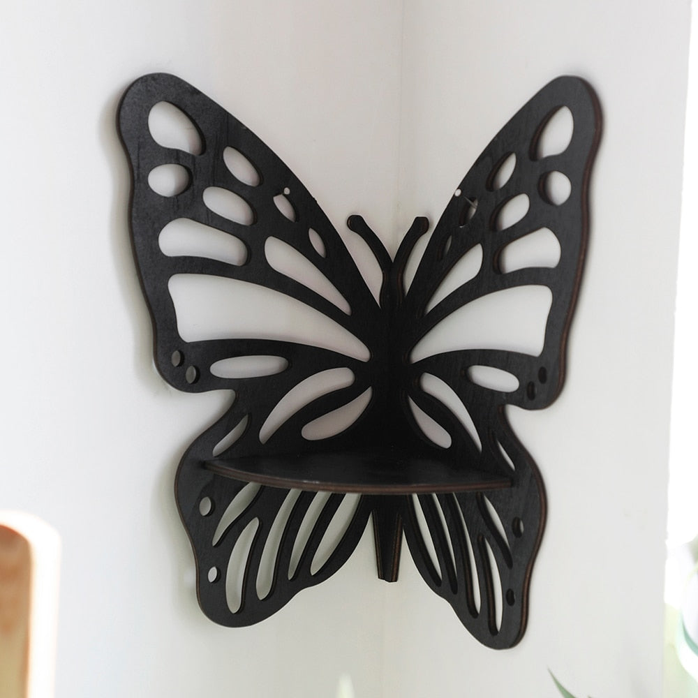 Etagère murale d'angle déco Papillon
